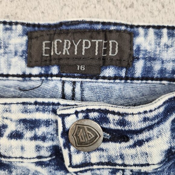 Encrypted Moto Jeans Boy's 16 Acid Wash Blue Denim Pants Stretch Distressed - Picture 7 of 15